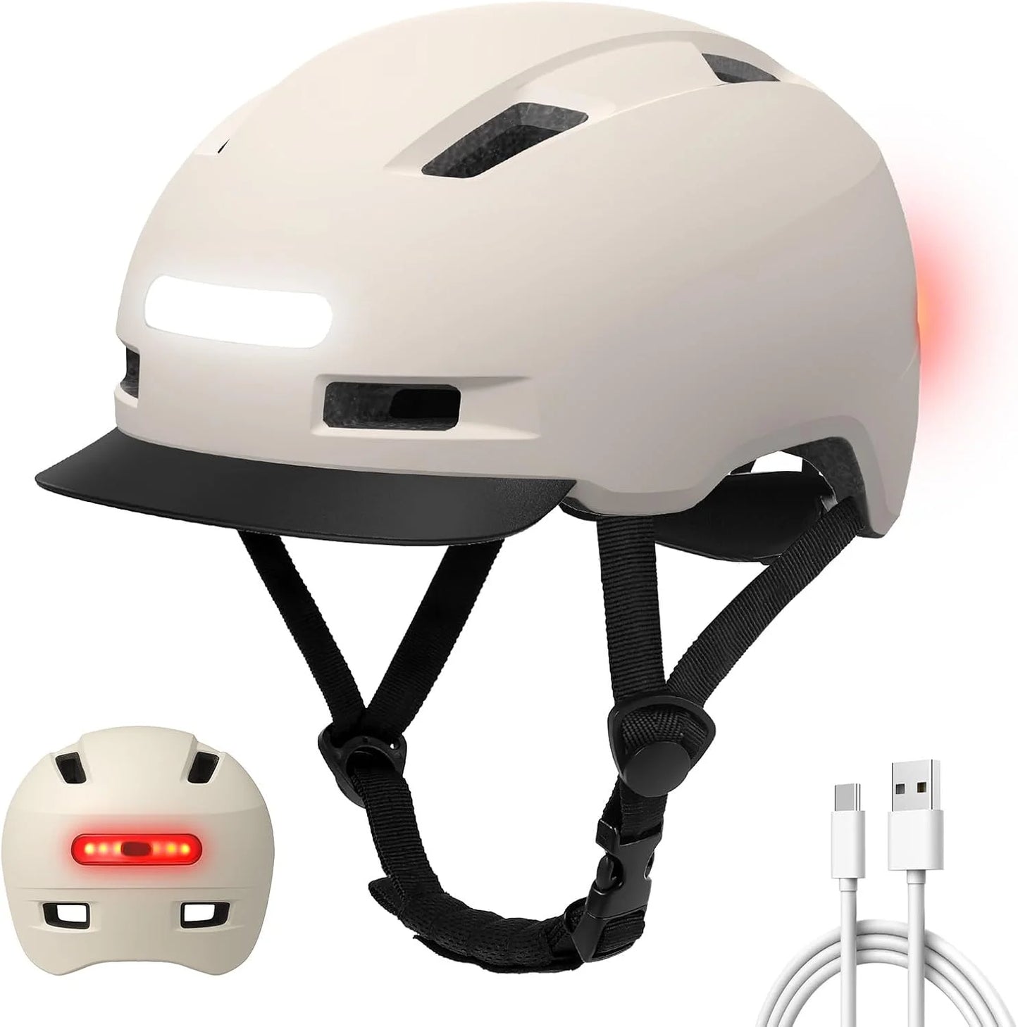 Unisex Bicycle Helmets With USB Lights And Sun Visors For Mountain Riding