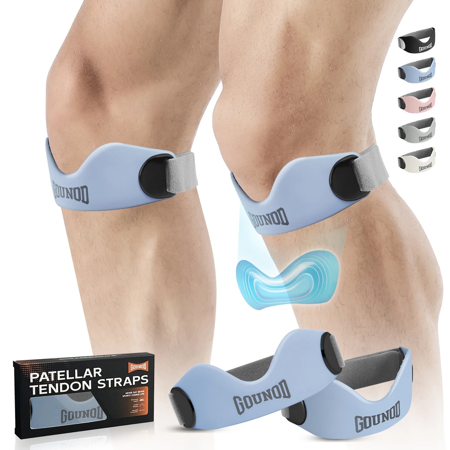 GOUNOD Silicone Patellar Tendon Support Strap Knee Pain Relief