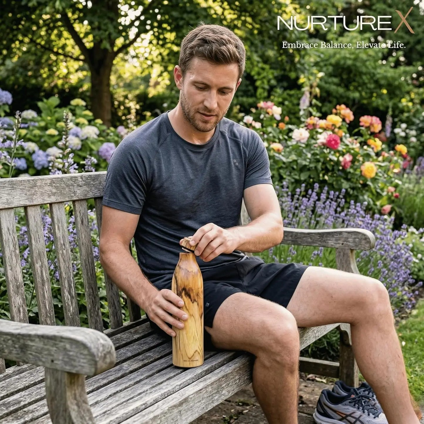 Wooden Insulated Copper Water Bottle, Leak Proof For Sports Travel