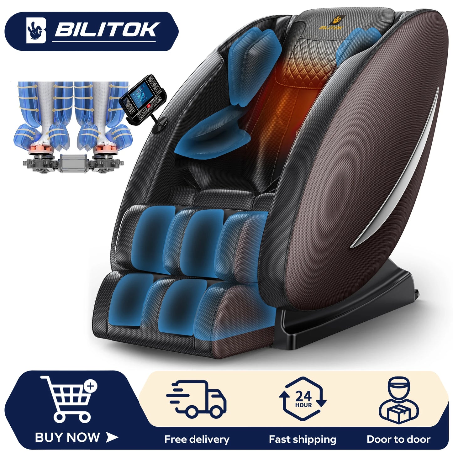 BILITOK Massage Chair Recliner With Zero Gravity Heating Bluetooth