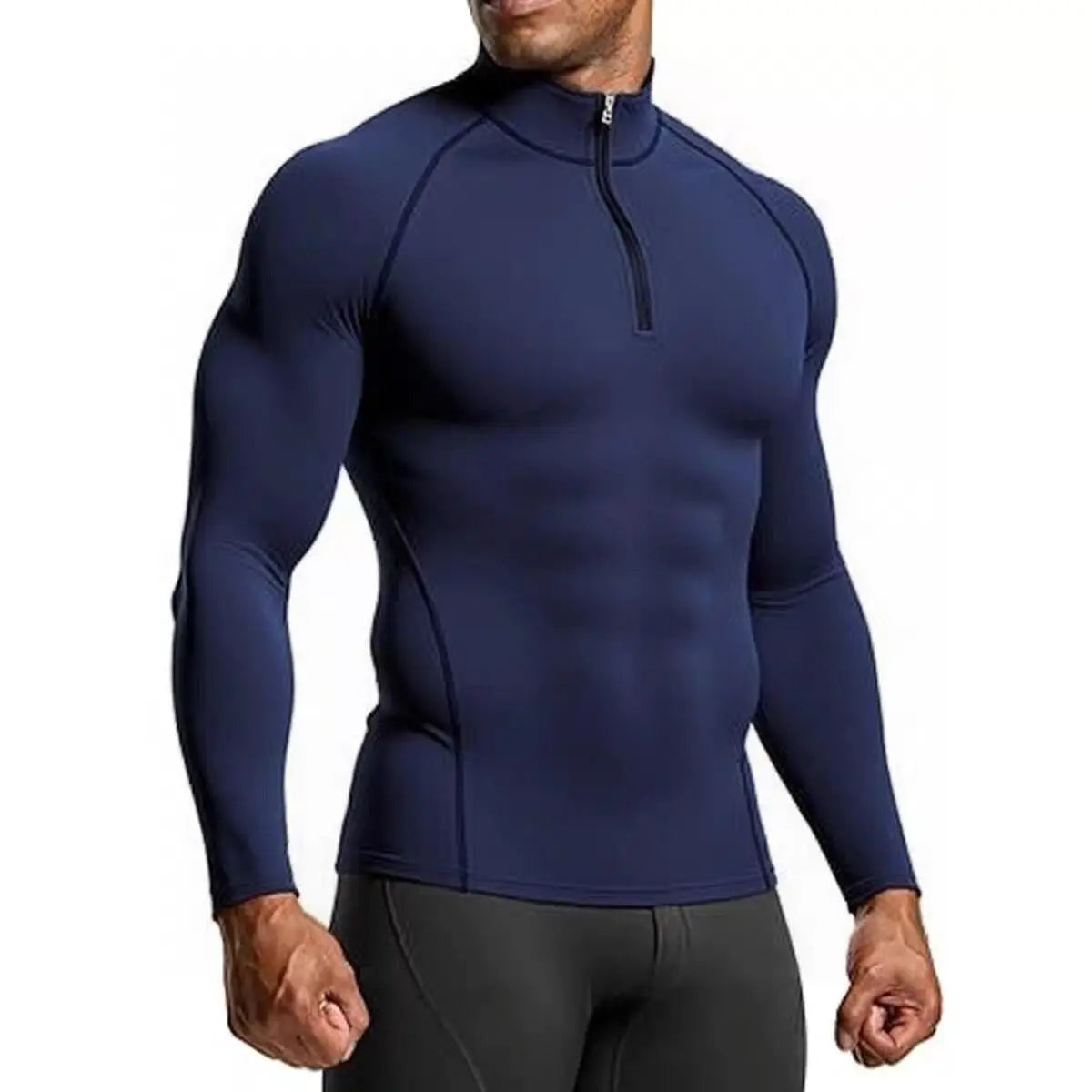 Mens Slim Fit Long Sleeve Sports Tee For Gym And Running Breathable Polyester