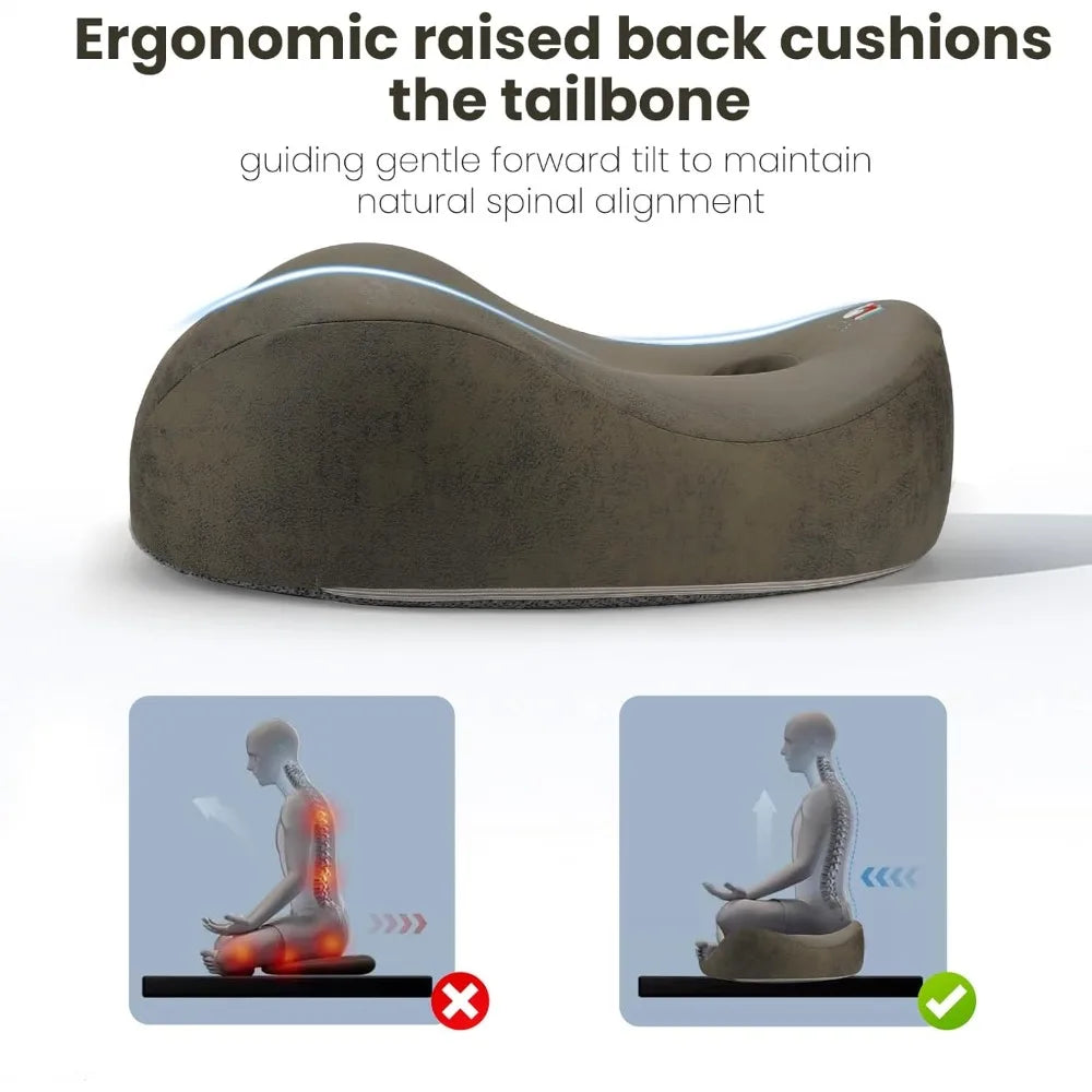 Ergonomic Cushion and Floor Pillow Set for Tailbone and Hip Relief Dark Gray