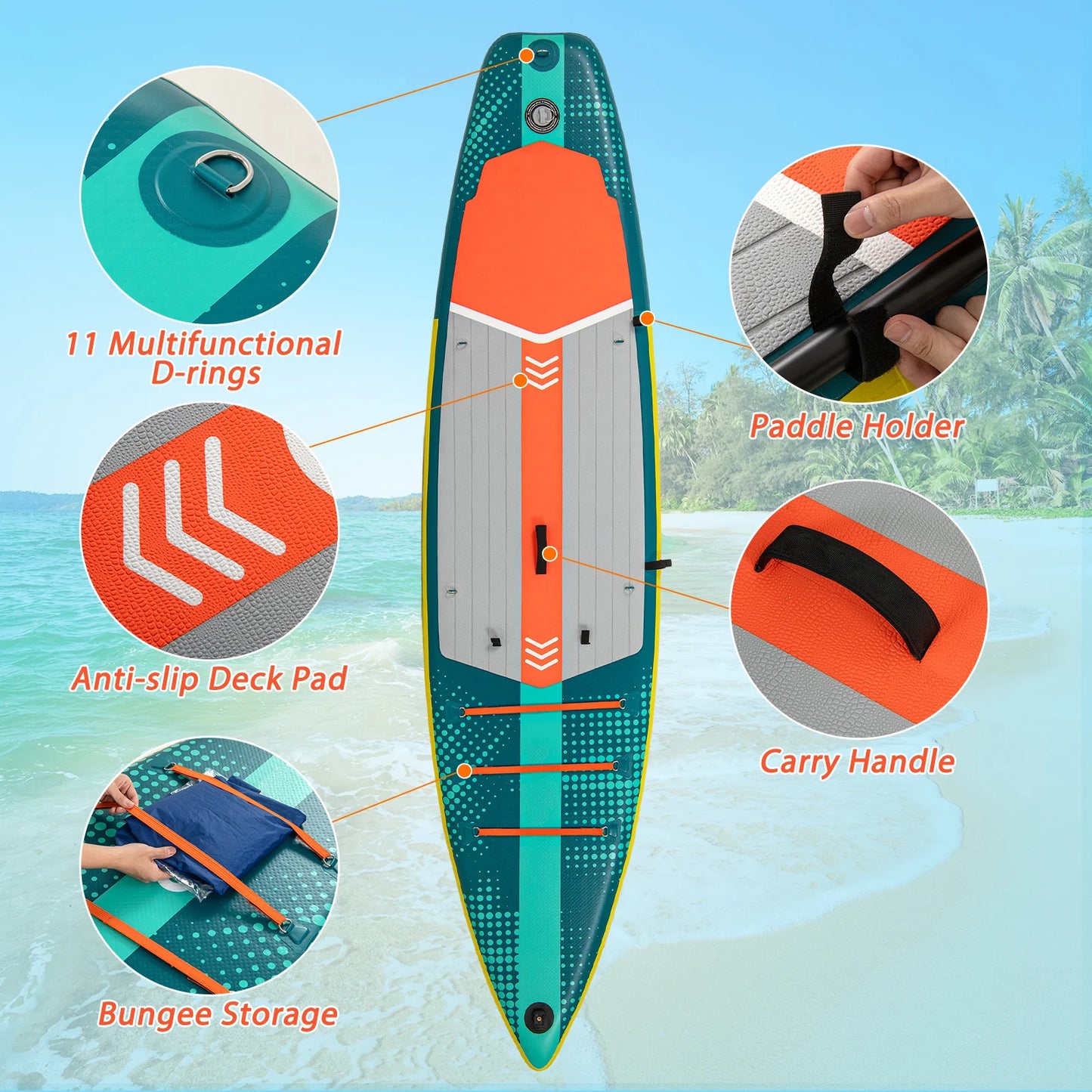 11 Foot Inflatable Stand Up Paddle Board For Adults With Kayak Seat And Pump