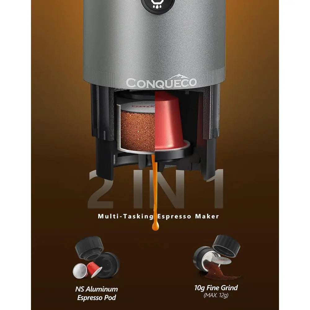 12V Portable Car Espresso Machine For Camping 80ml Ground Coffee