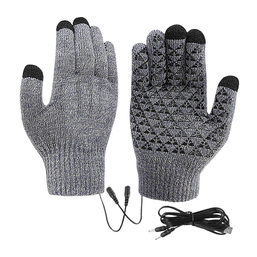 USB Rechargeable Electric Heated Gloves Touch Screen For Outdoor Winter Cycling