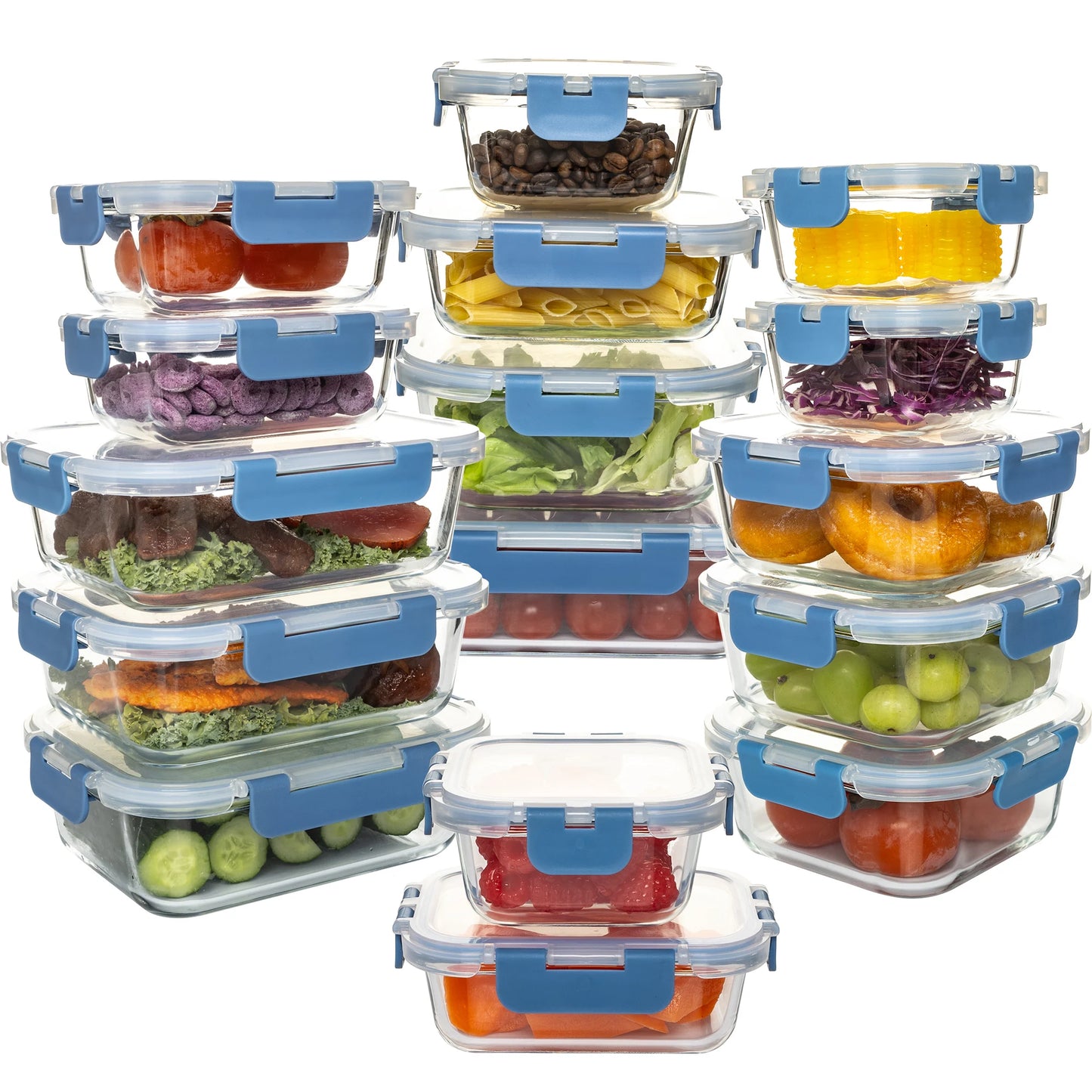 Glass Food Storage Containers Set Leakproof Airtight BPA-Free Microwave Oven-Safe