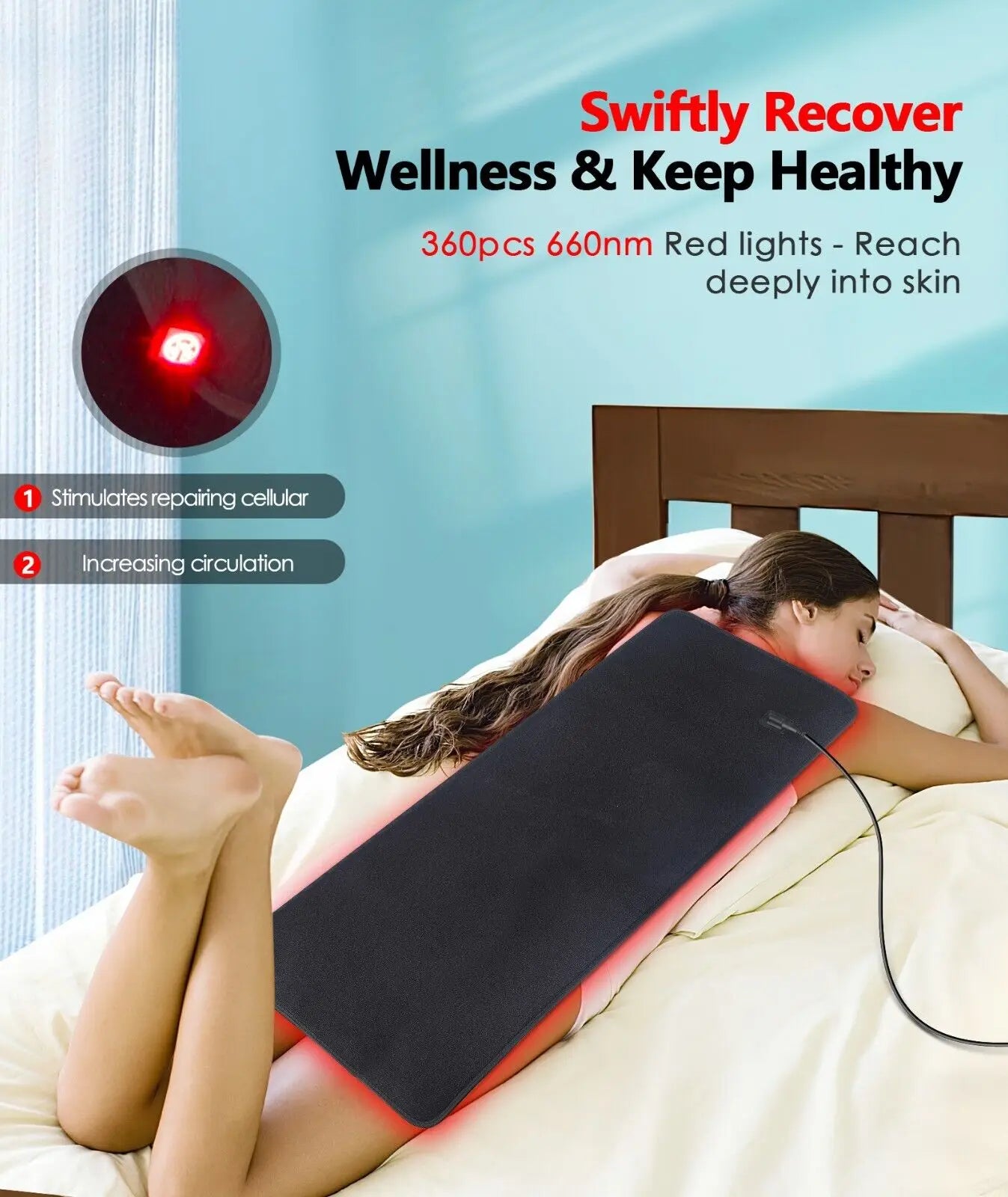 LED Red Light Infrared Therapy Pad for Menstrual Pain and Back Relief