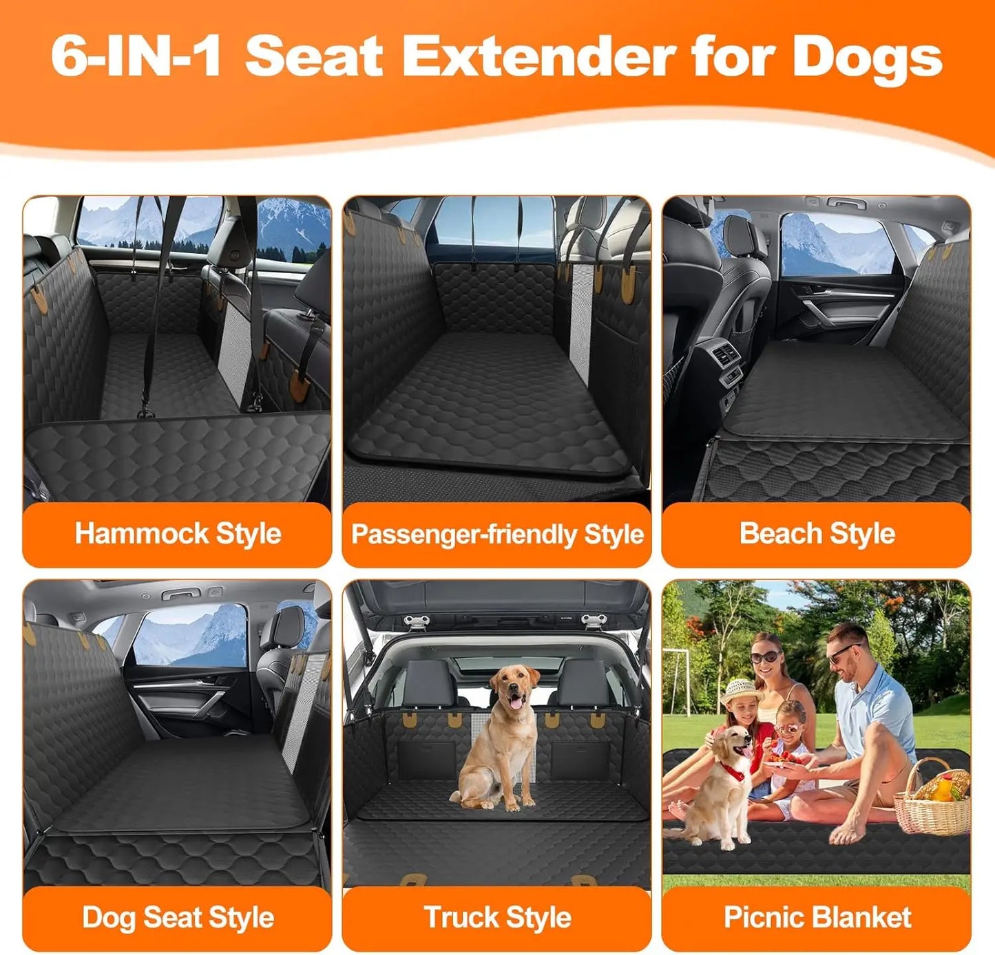 Wedyvko Waterproof Foldable Dog Car Seat Hammock And Back Seat Protector For Cars