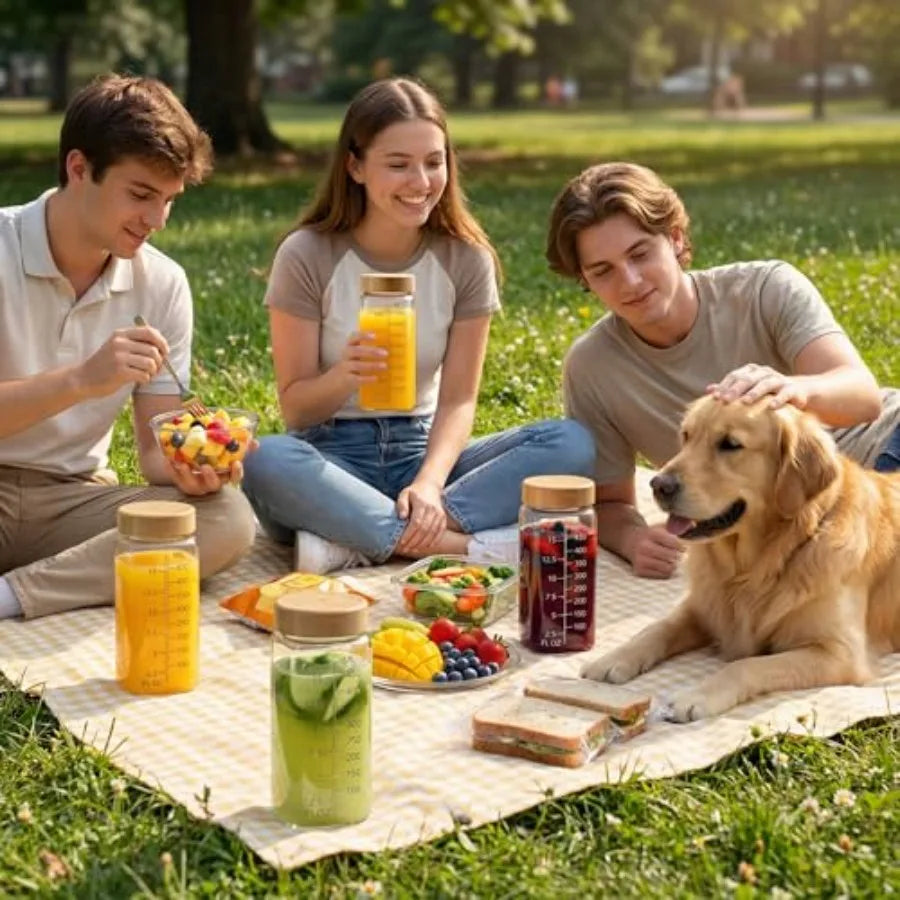 Reusable Juice Bottle With Bamboo Lid Three Pack Kit