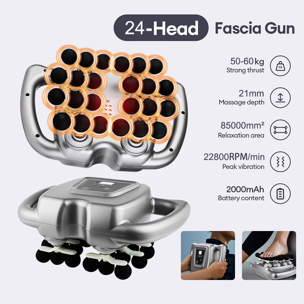 24 Head Fascia Gun With 9 Modes High Frequency Body Massage Massager