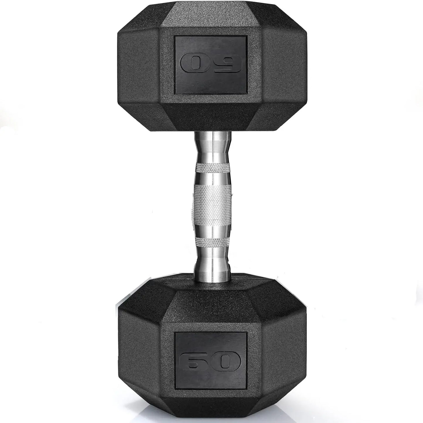 Rubber Hex Dumbbell Set, Cast Iron, Rubber Coated Pair
