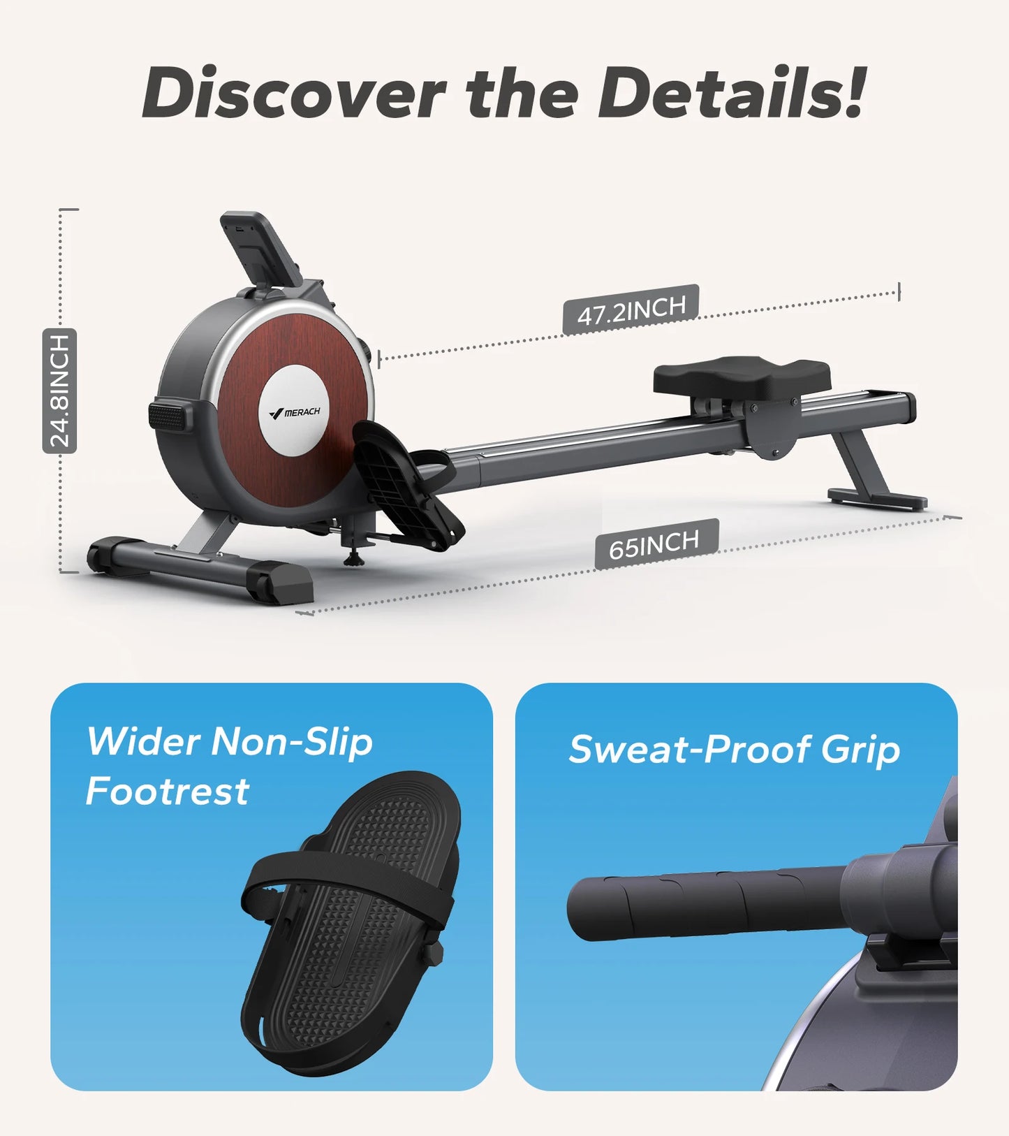 MERACH Magnetic Rowing Machine For Home 16 Levels 350 Lb Capacity