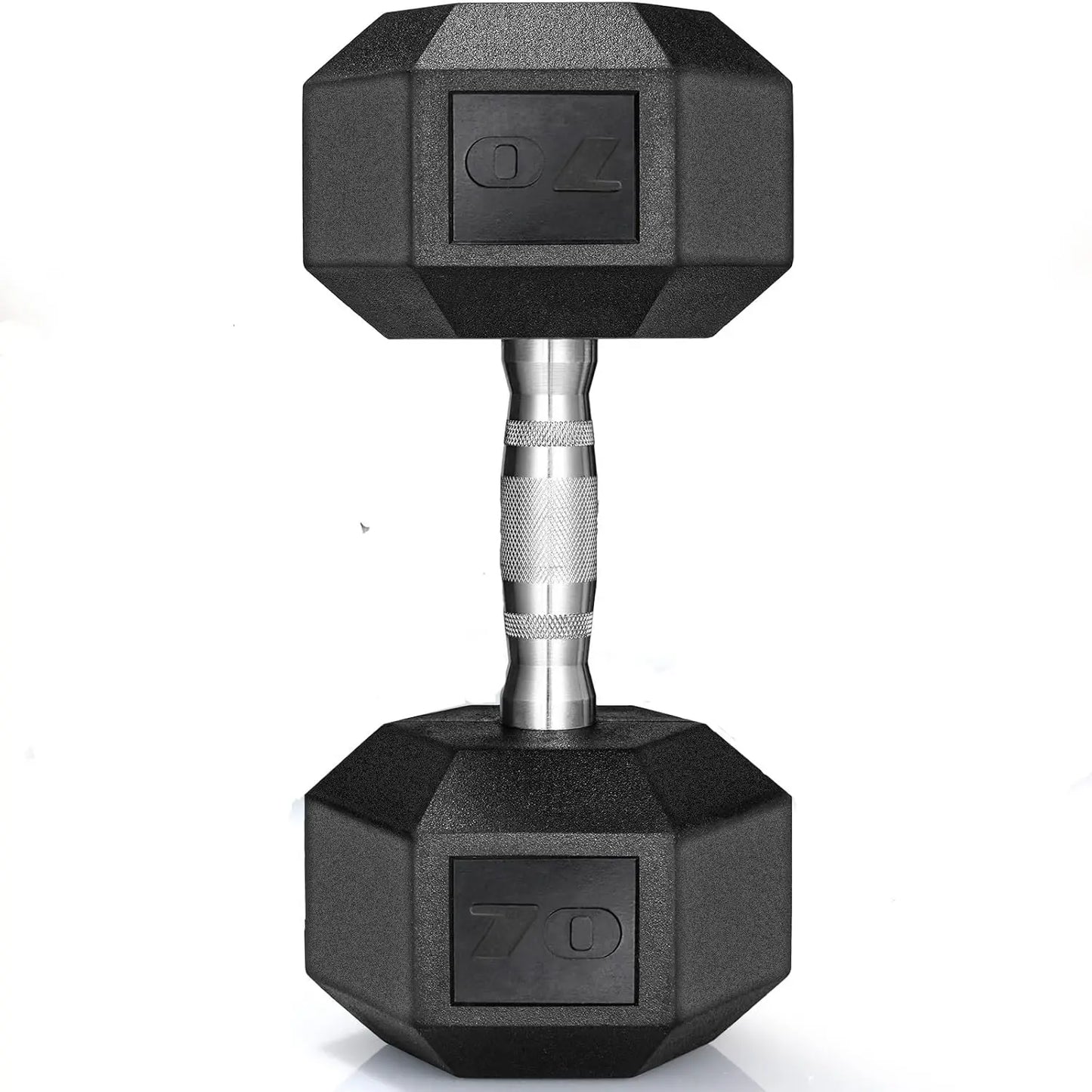 Rubber Hex Dumbbell Set, Cast Iron, Rubber Coated Pair