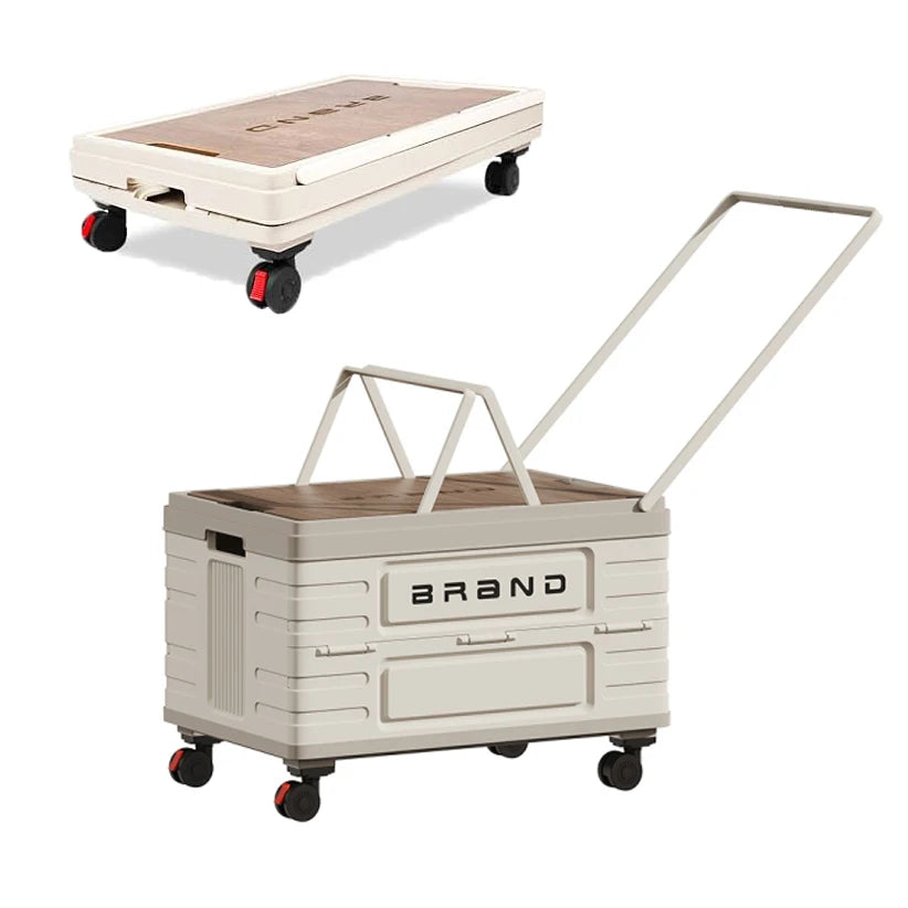 360 Degree Rotating Foldable Storage Cart Heavy Duty Silent Wheels For Camping