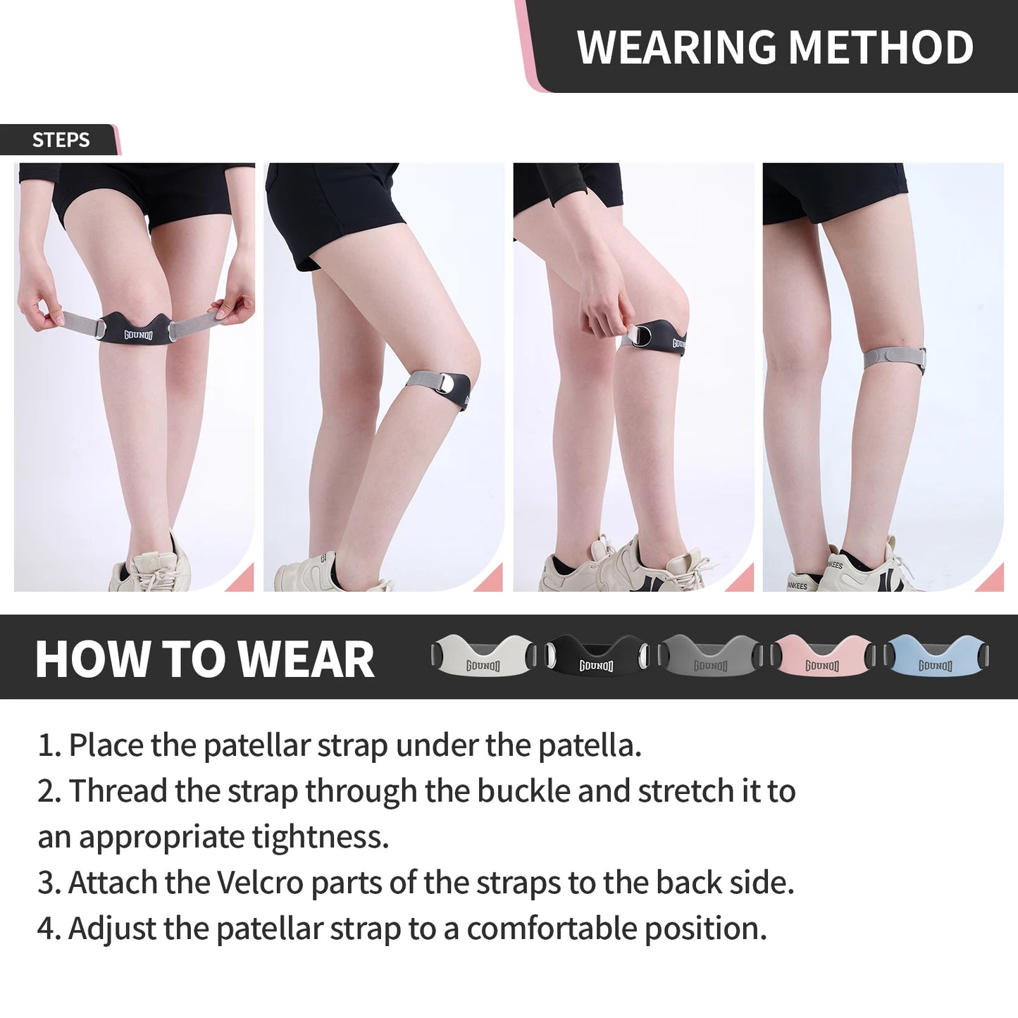 GOUNOD Silicone Patellar Tendon Support Strap Knee Pain Relief