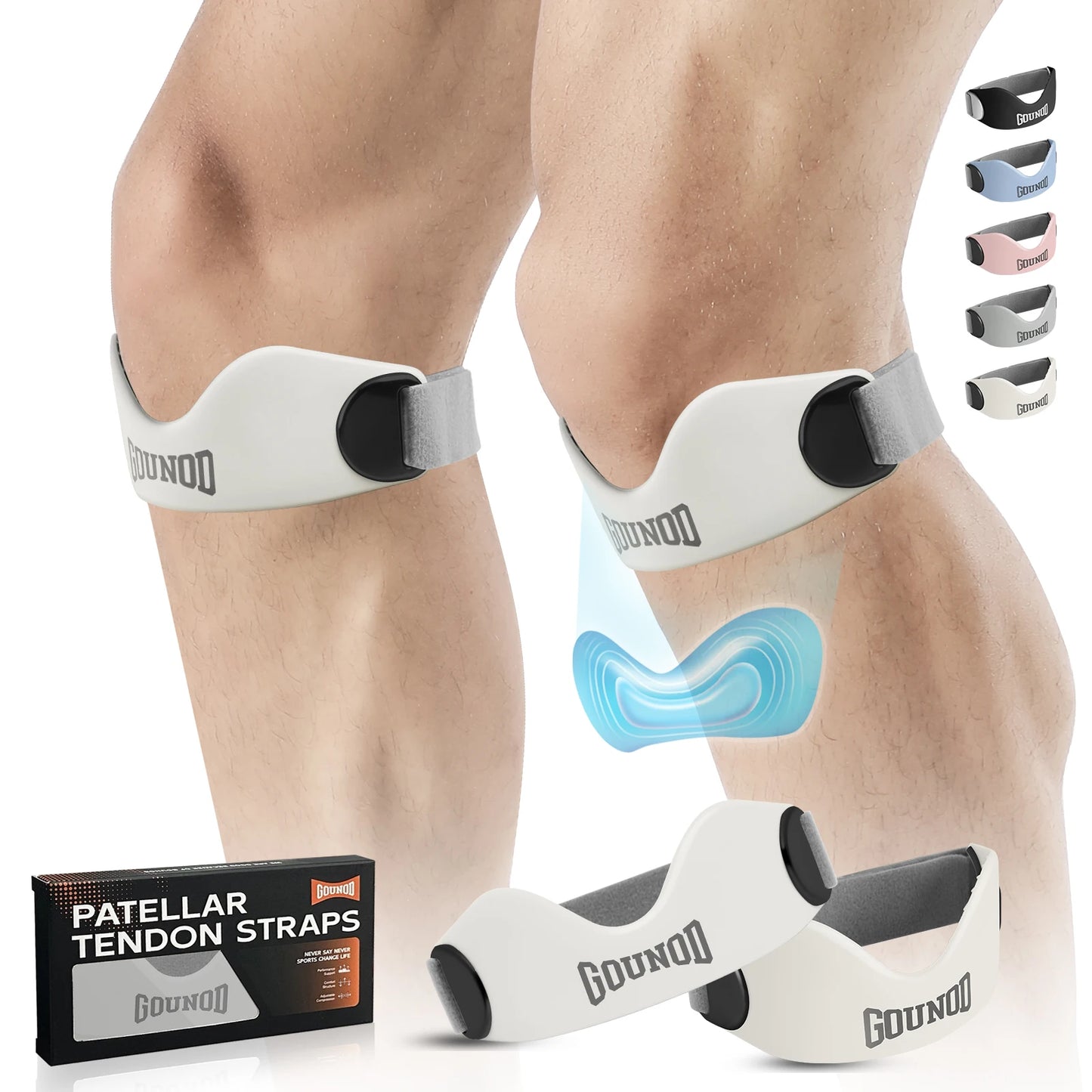 GOUNOD Silicone Patellar Tendon Support Strap Knee Pain Relief