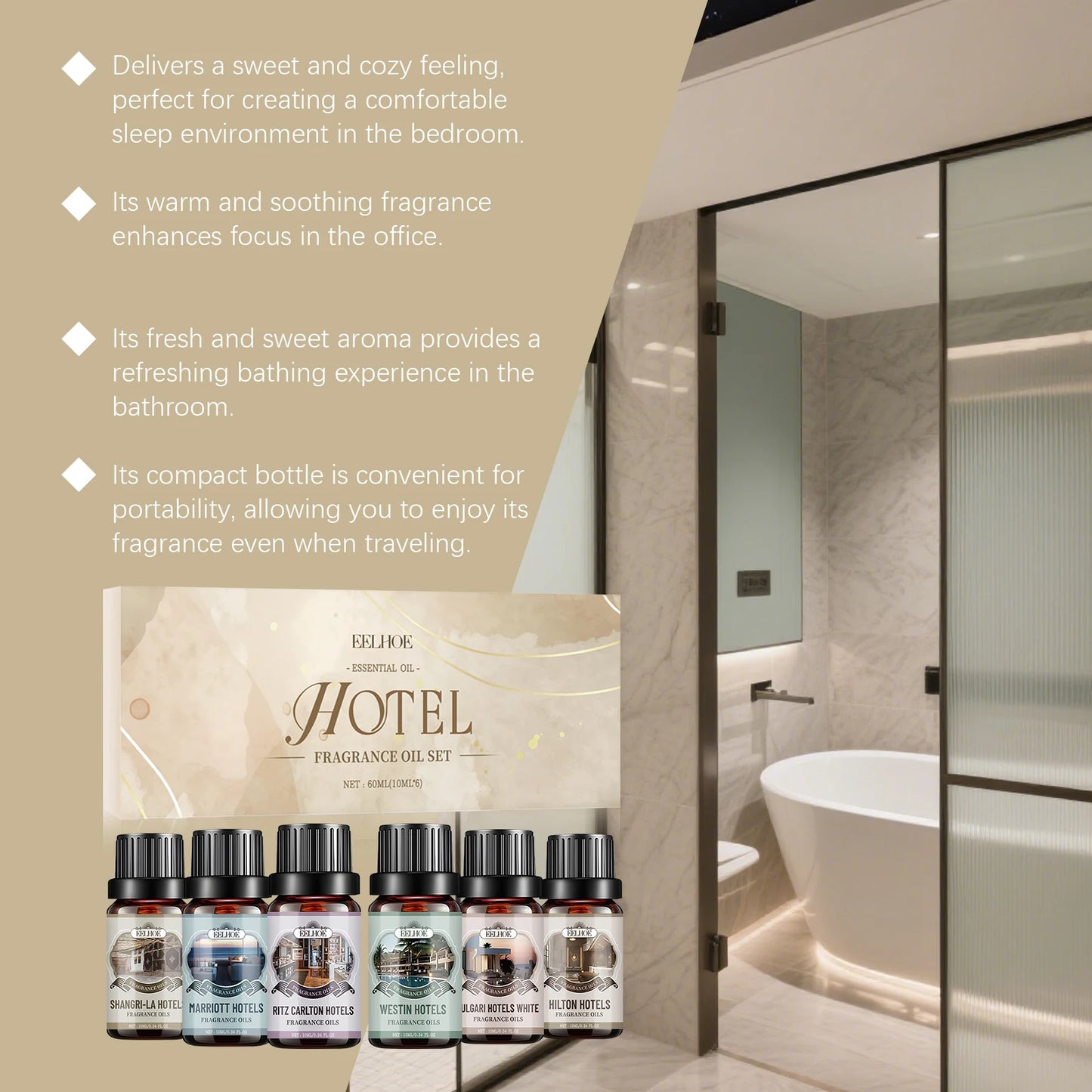 Eelhoe Aromatherapy Essential Oil Set 6 Flavors For Home And Hotel Diffuser