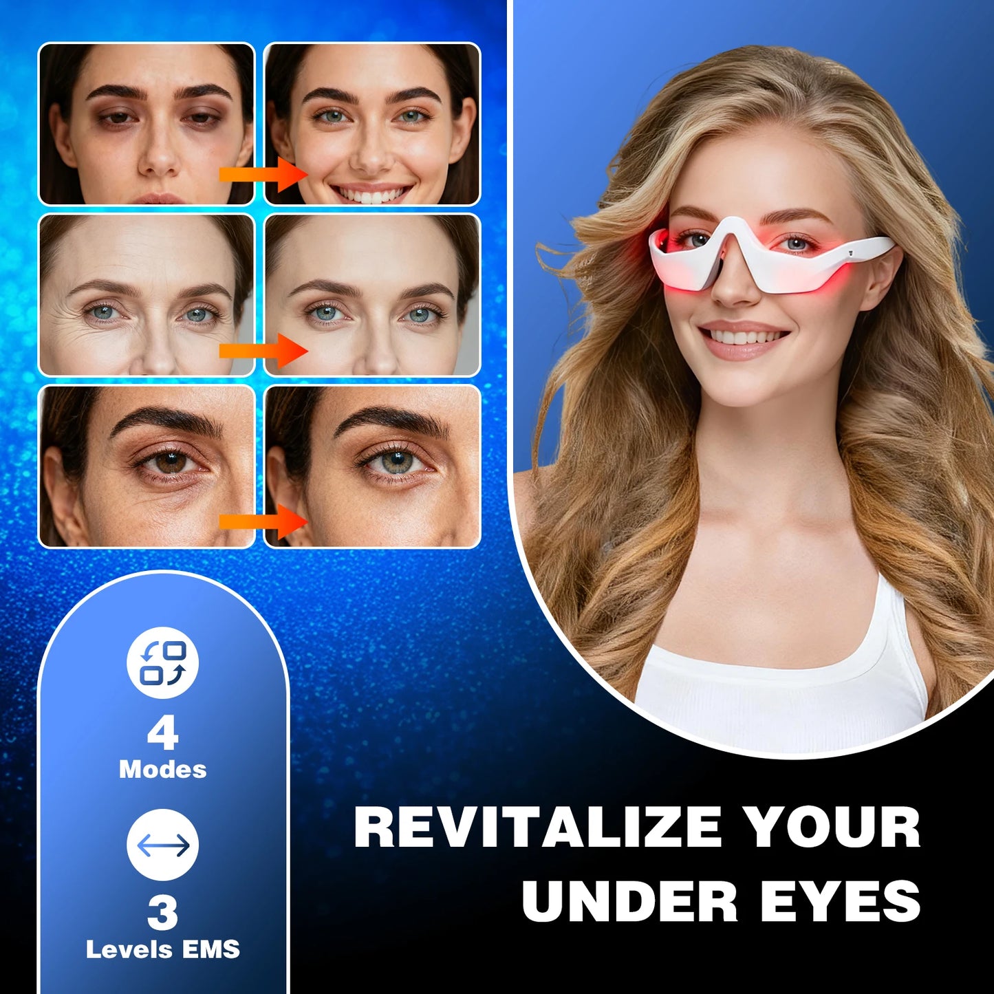 Jitesy Eye Massager 3D Red Light EMS For Dark Circles And Fatigue