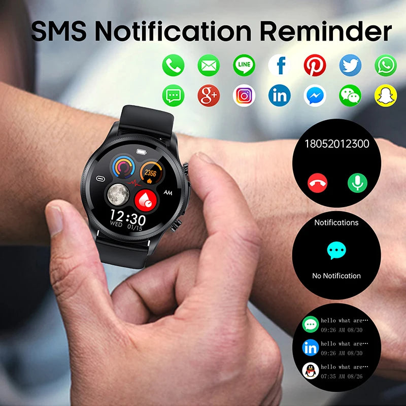 ECG Smart Watch With Ultra-Advanced Heart-Rate SpO2 Blood-Pressure Monitoring Elite