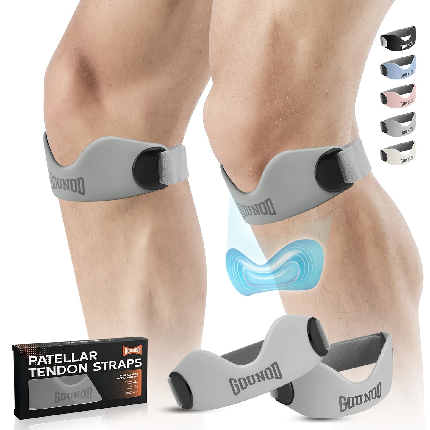 GOUNOD Silicone Patellar Tendon Support Strap Knee Pain Relief