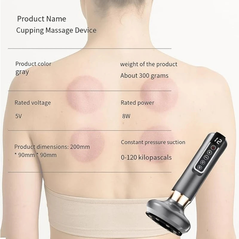 Full Body Cupping Massager With 12 Level Intensity Vacuum USB Powered