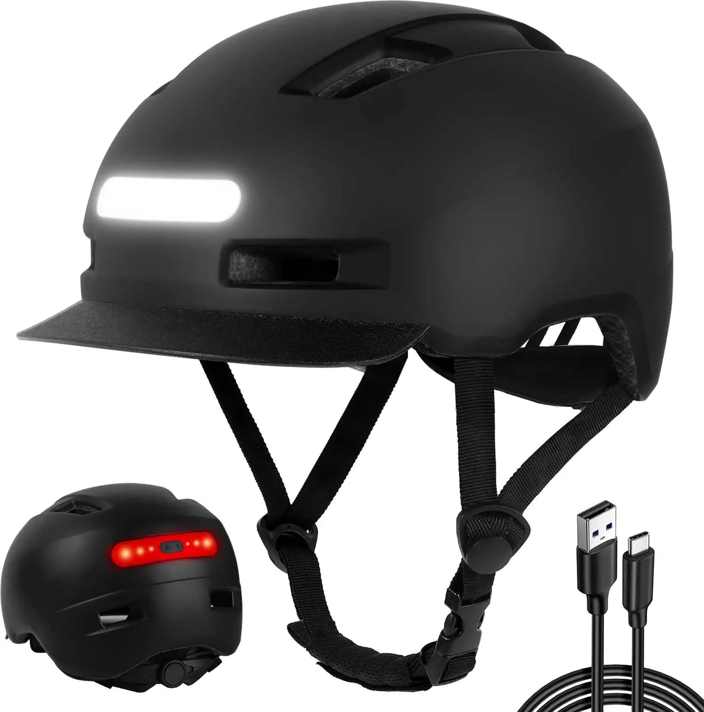 Unisex Bicycle Helmets With USB Lights And Sun Visors For Mountain Riding