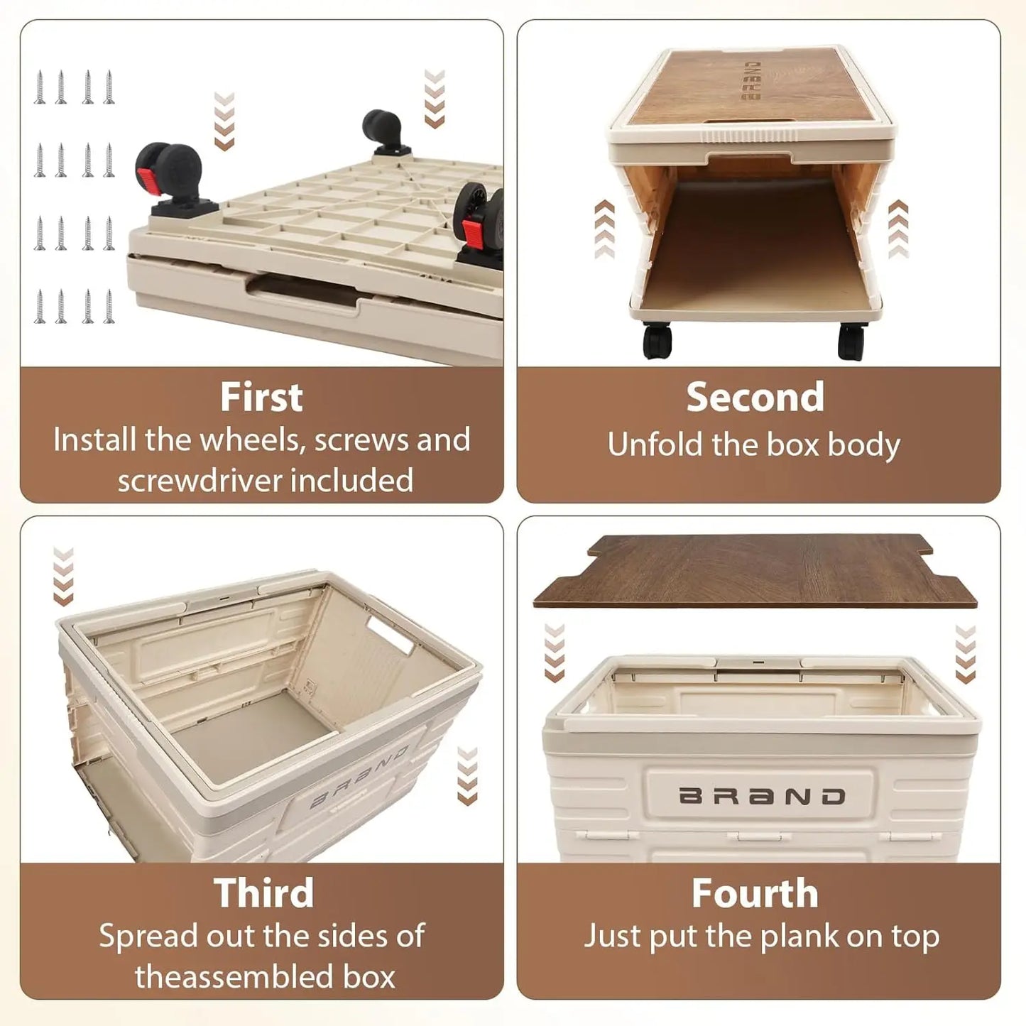 360 Degree Rotating Foldable Storage Cart Heavy Duty Silent Wheels For Camping