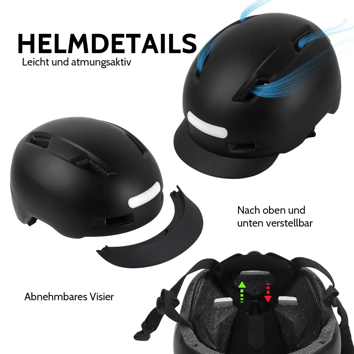 Unisex Bicycle Helmets With USB Lights And Sun Visors For Mountain Riding