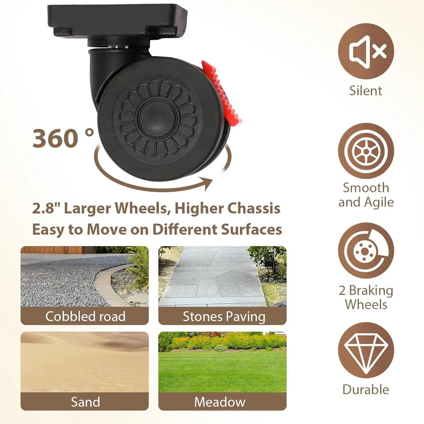 360 Degree Rotating Foldable Storage Cart Heavy Duty Silent Wheels For Camping