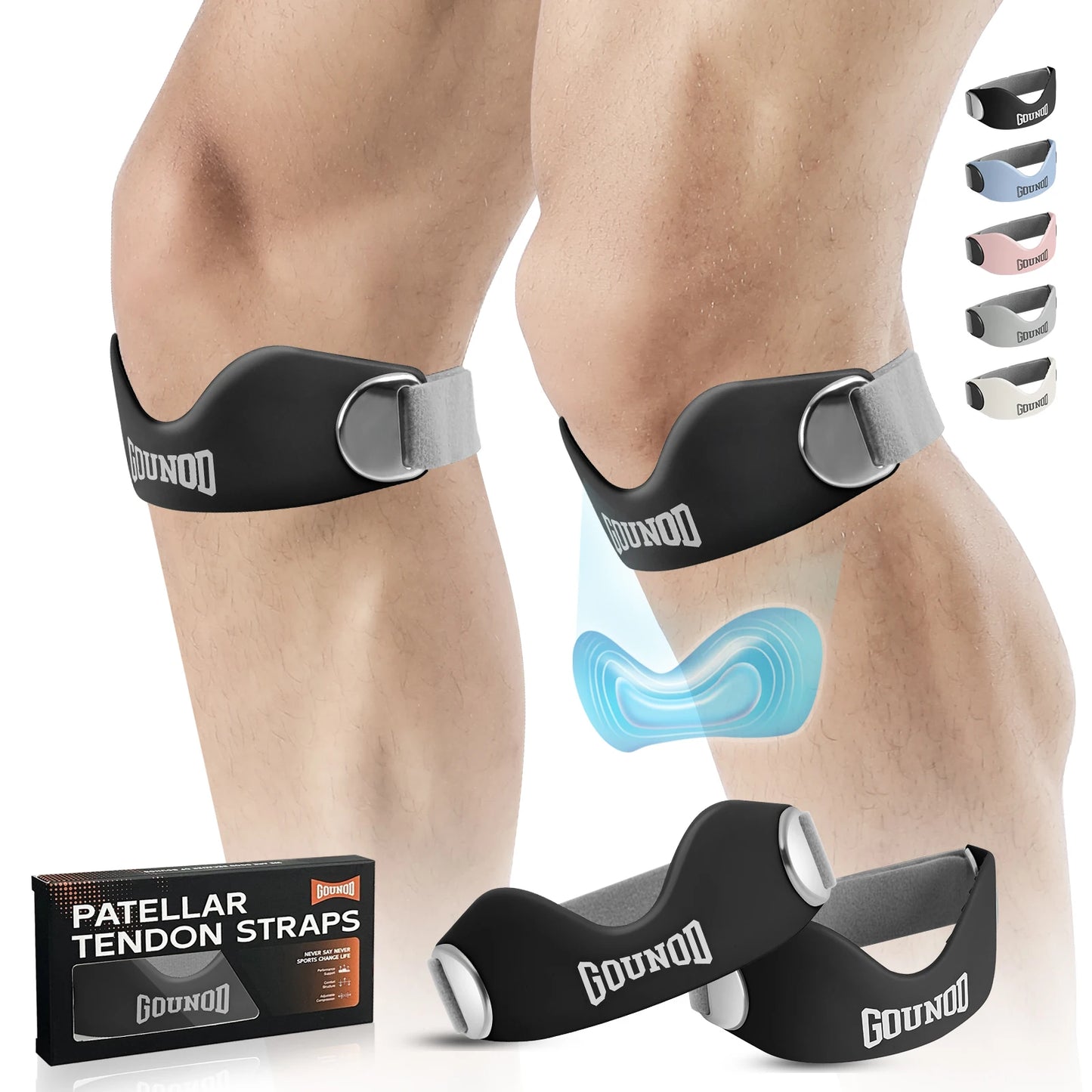 GOUNOD Silicone Patellar Tendon Support Strap Knee Pain Relief
