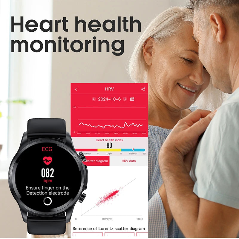 ECG Smart Watch With Ultra-Advanced Heart-Rate SpO2 Blood-Pressure Monitoring Elite