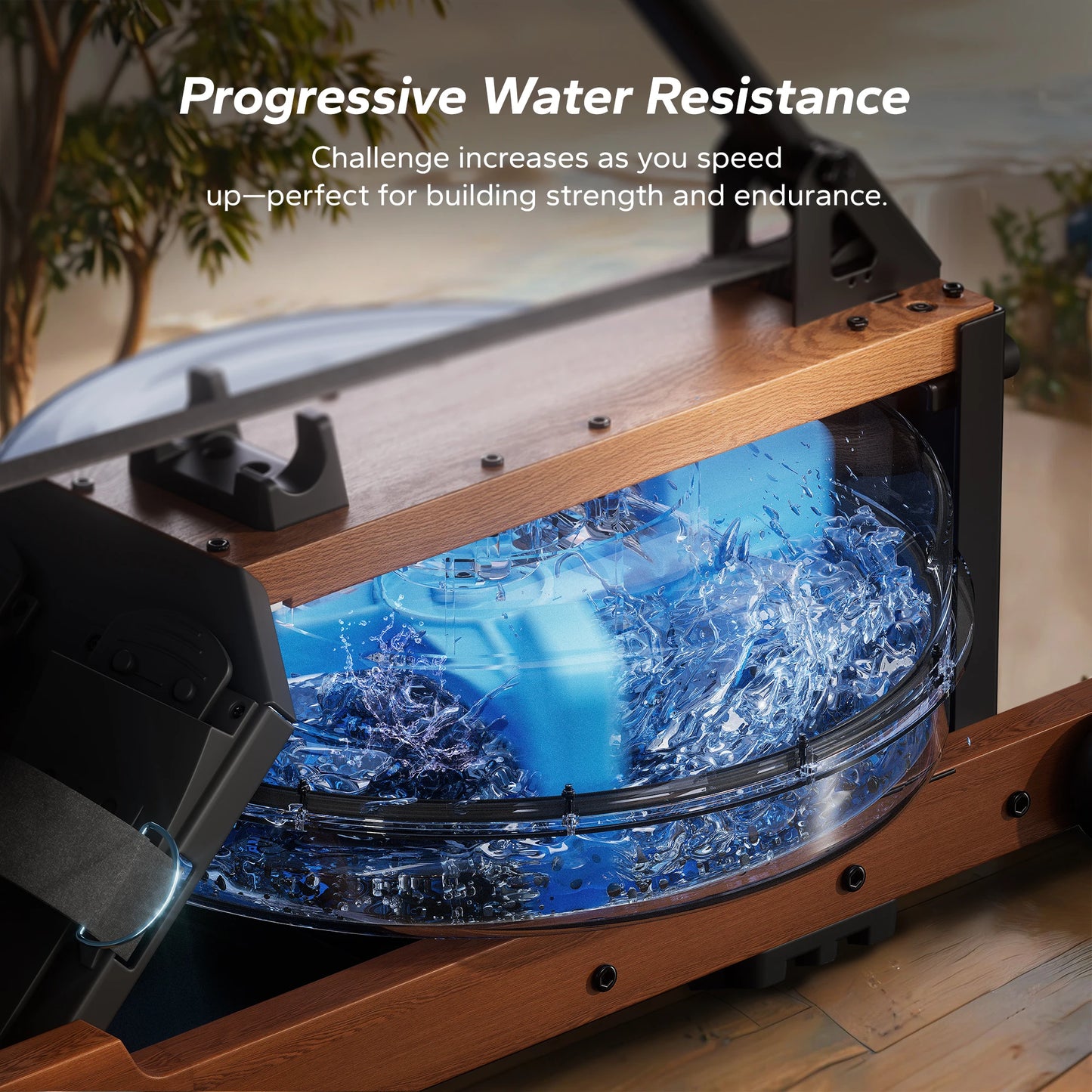 Merach Foldable Water Rowing Machine for Home Use, 400LBS Capacity, LCD Display