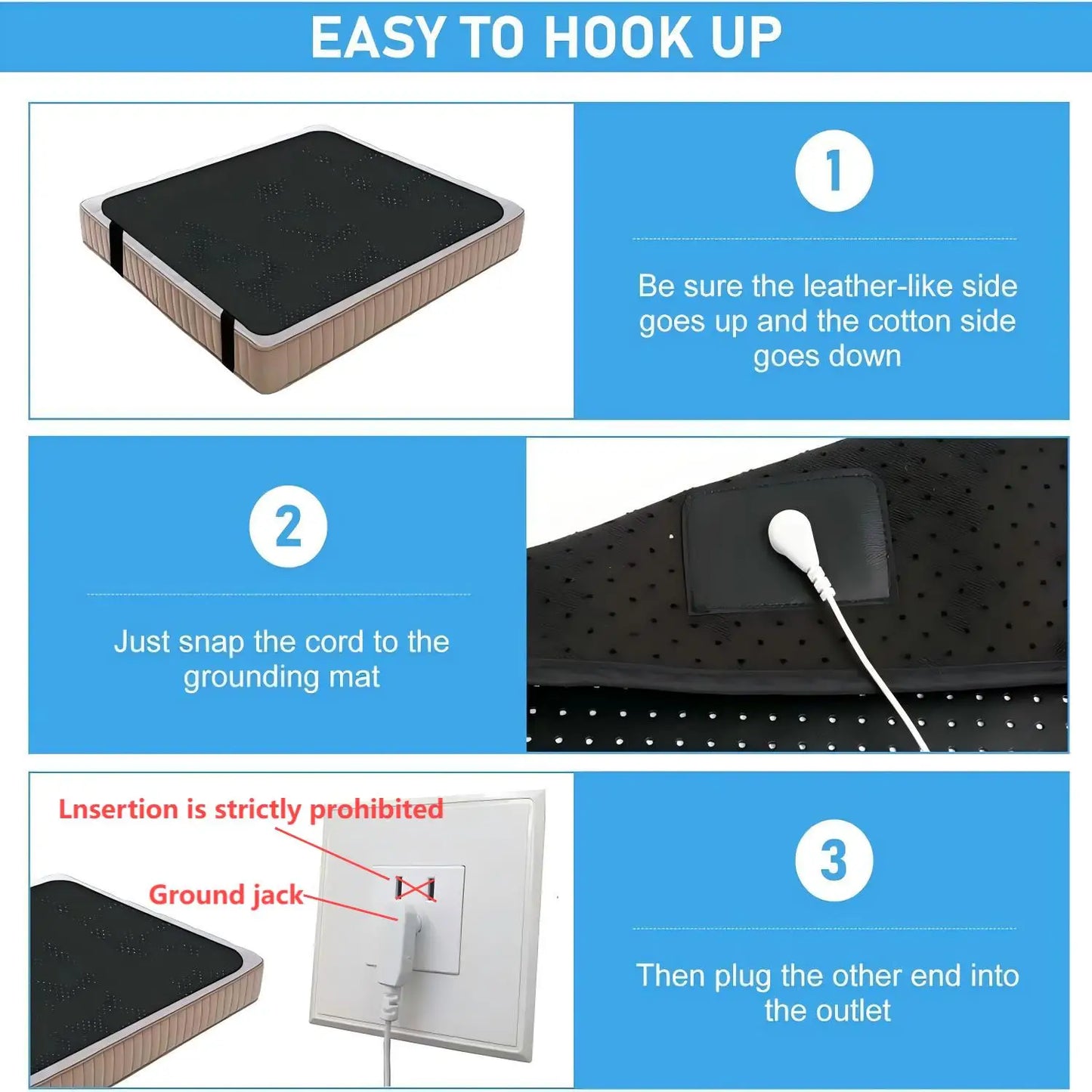 Grounding Sheet And Mat Combo With Perforated Conductive Carbon Faux Leather