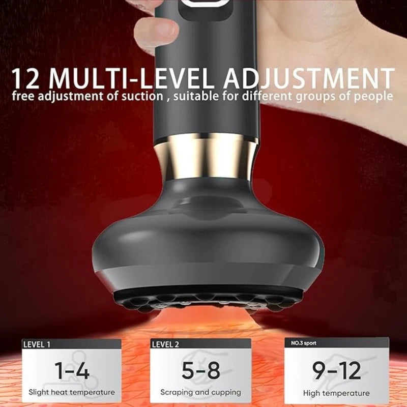 Full Body Cupping Massager With 12 Level Intensity Vacuum USB Powered