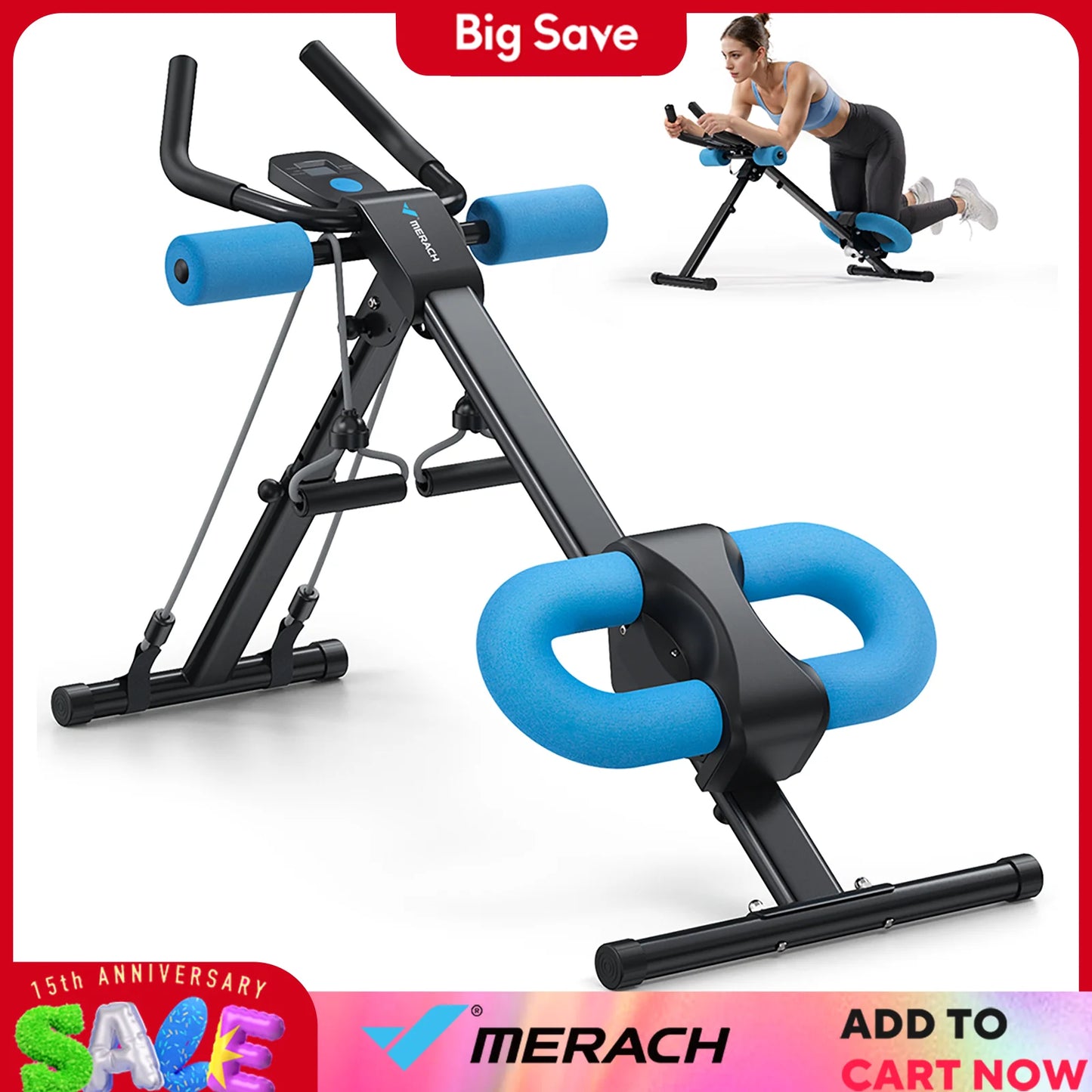 MERACH Ab Machine Foldable Adjustable Trainer For Core And Abs