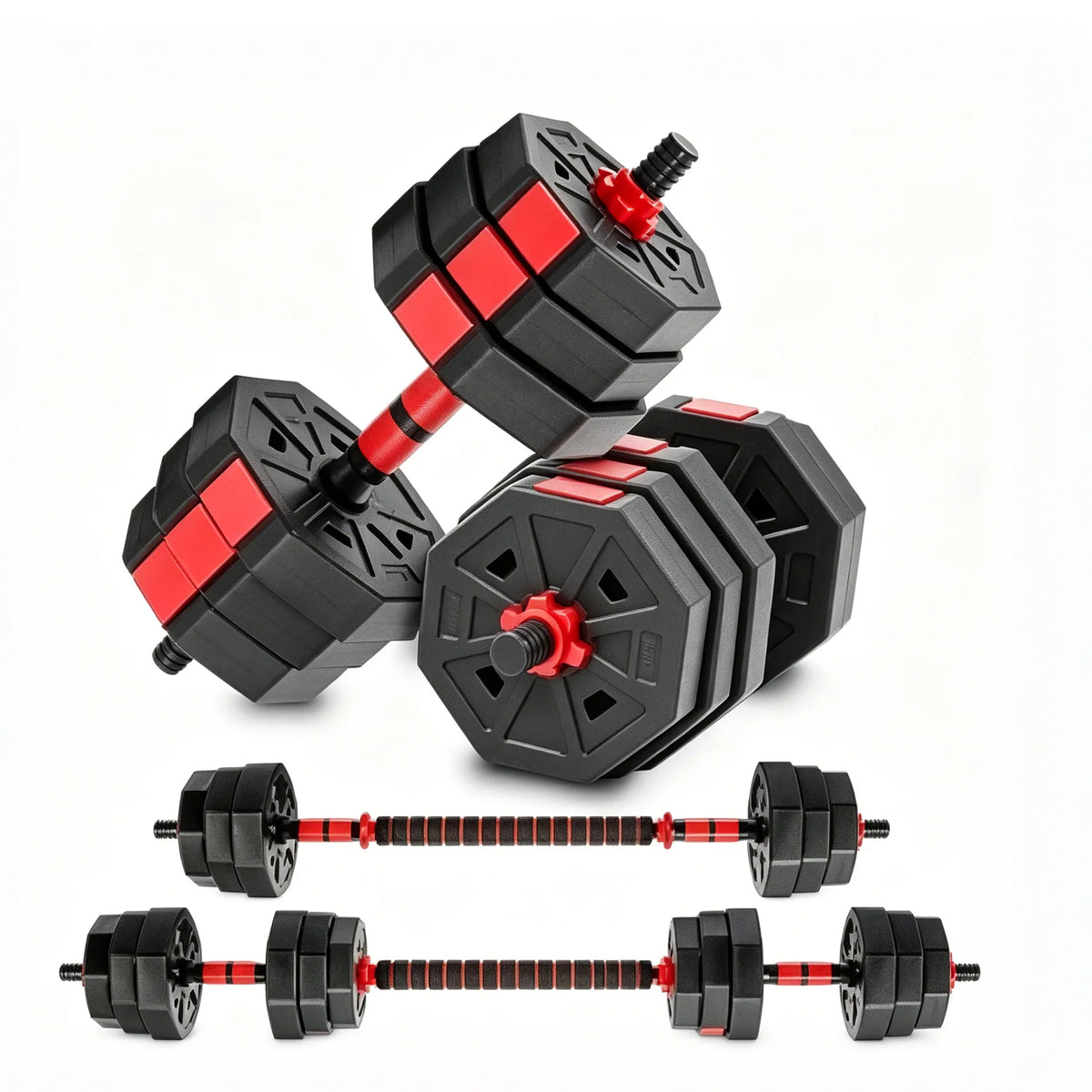 Adjustable Dumbbell And Convertible Barbell Set For Home Gym