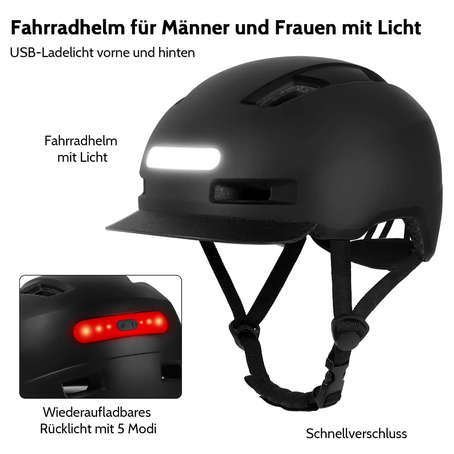 Unisex Bicycle Helmets With USB Lights And Sun Visors For Mountain Riding