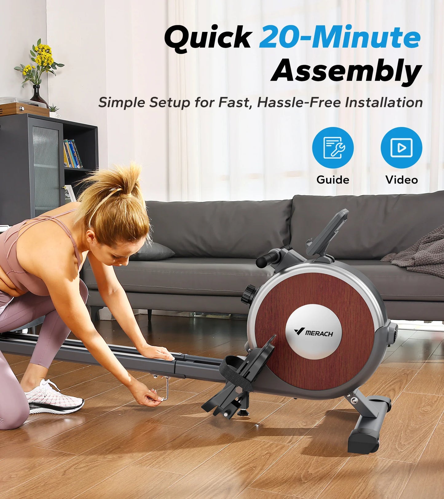 MERACH Magnetic Rowing Machine For Home 16 Levels 350 Lb Capacity