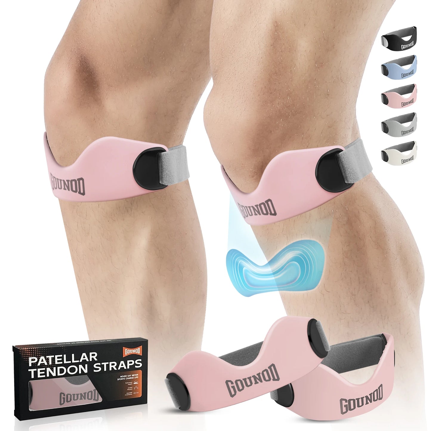 GOUNOD Silicone Patellar Tendon Support Strap Knee Pain Relief