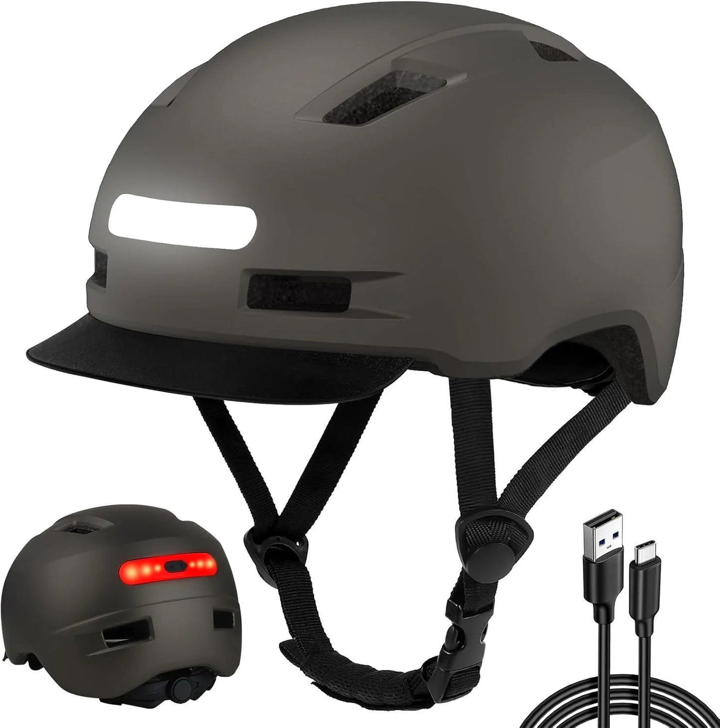 Unisex Bicycle Helmets With USB Lights And Sun Visors For Mountain Riding