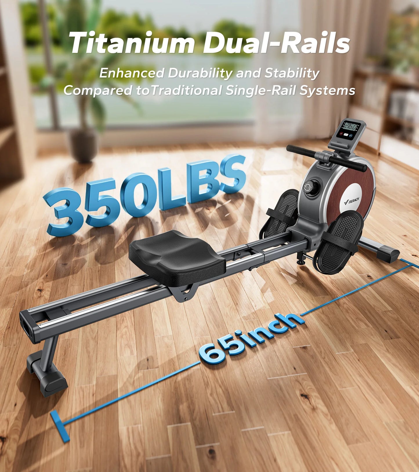 MERACH Magnetic Rowing Machine For Home 16 Levels 350 Lb Capacity