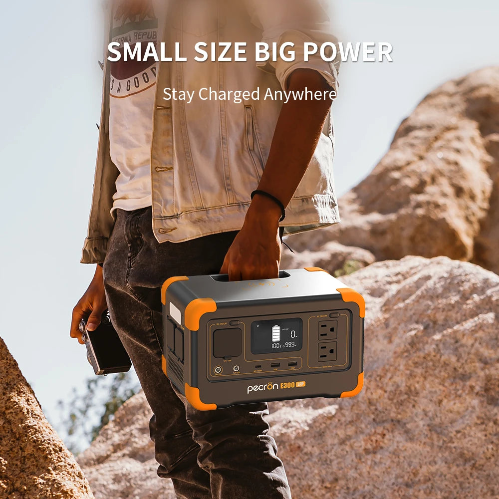 Pecron E300LFP Portable Power Station 600W 288Wh LiFePO4 Solar Generator For Home RV Camping