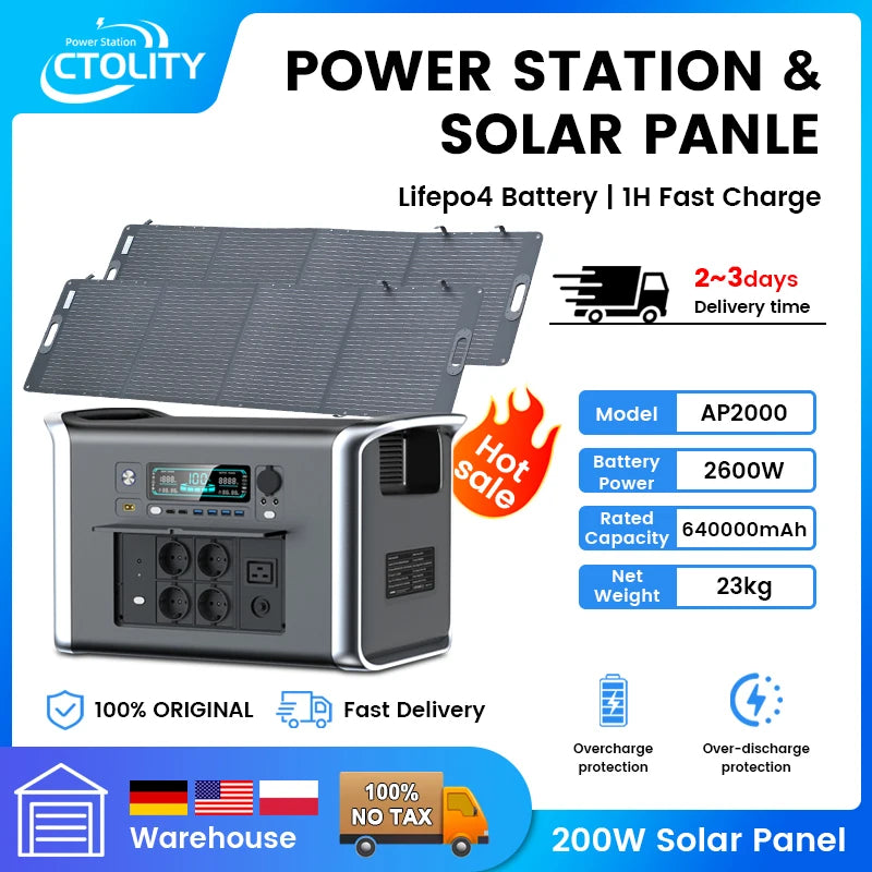 CTOLITY LiFePO4 SolarPowered Generator Camping Portable Power Station AC Outlets