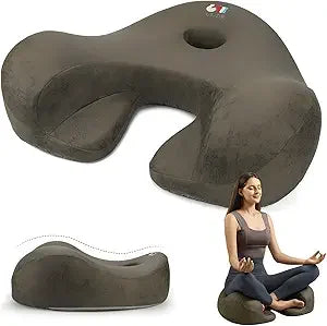 Ergonomic Cushion and Floor Pillow Set for Tailbone and Hip Relief Dark Gray