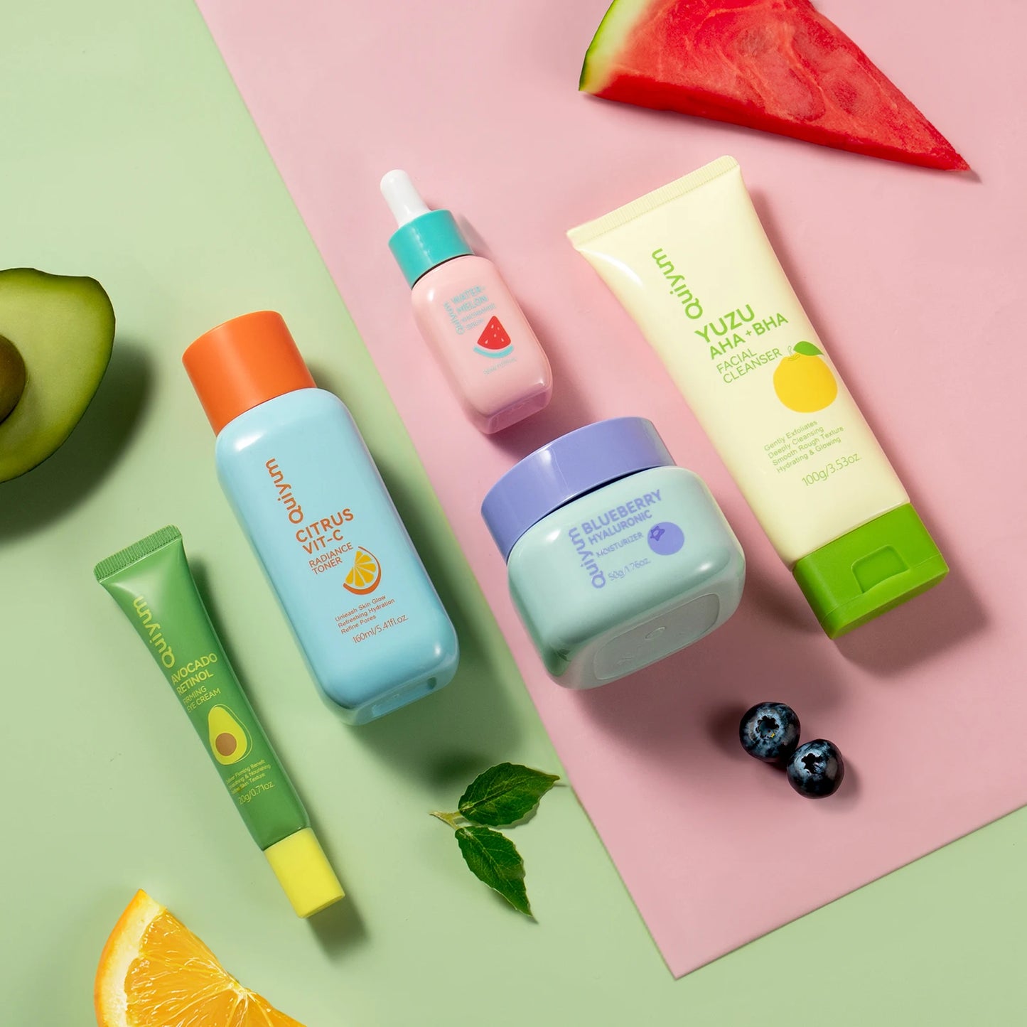 Quiyum Fruit Fresh Collection 5-Piece Skincare Set Brightening Hydrating Essentials