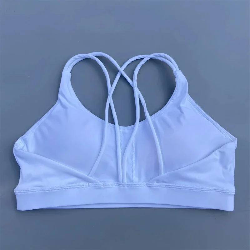 Solid Color Soft High Strength Women Cross Fitness Bra With Chest Pad