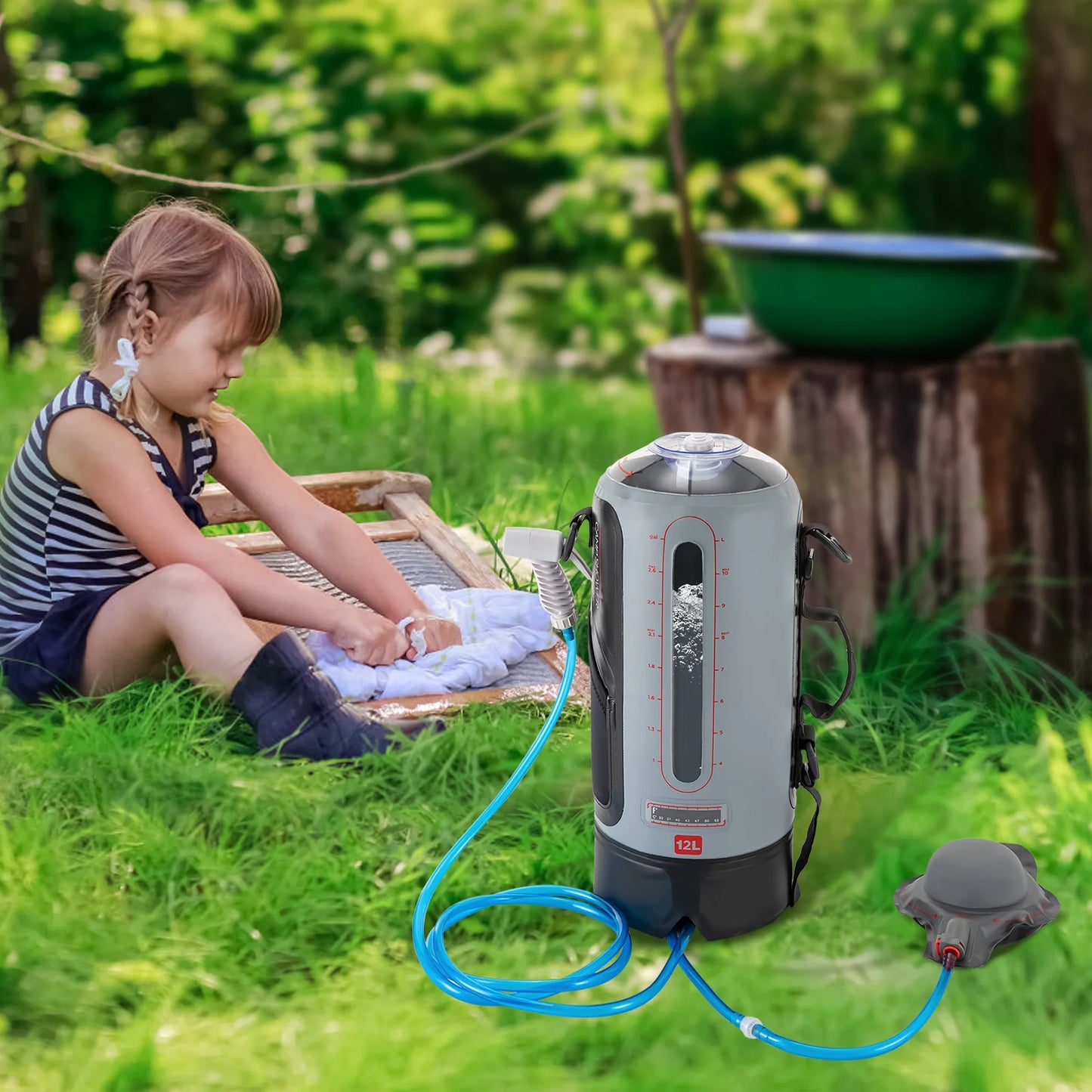 Bymaocar High-Performance Portable Camp Shower With Storage Bag Solar-Heated Water