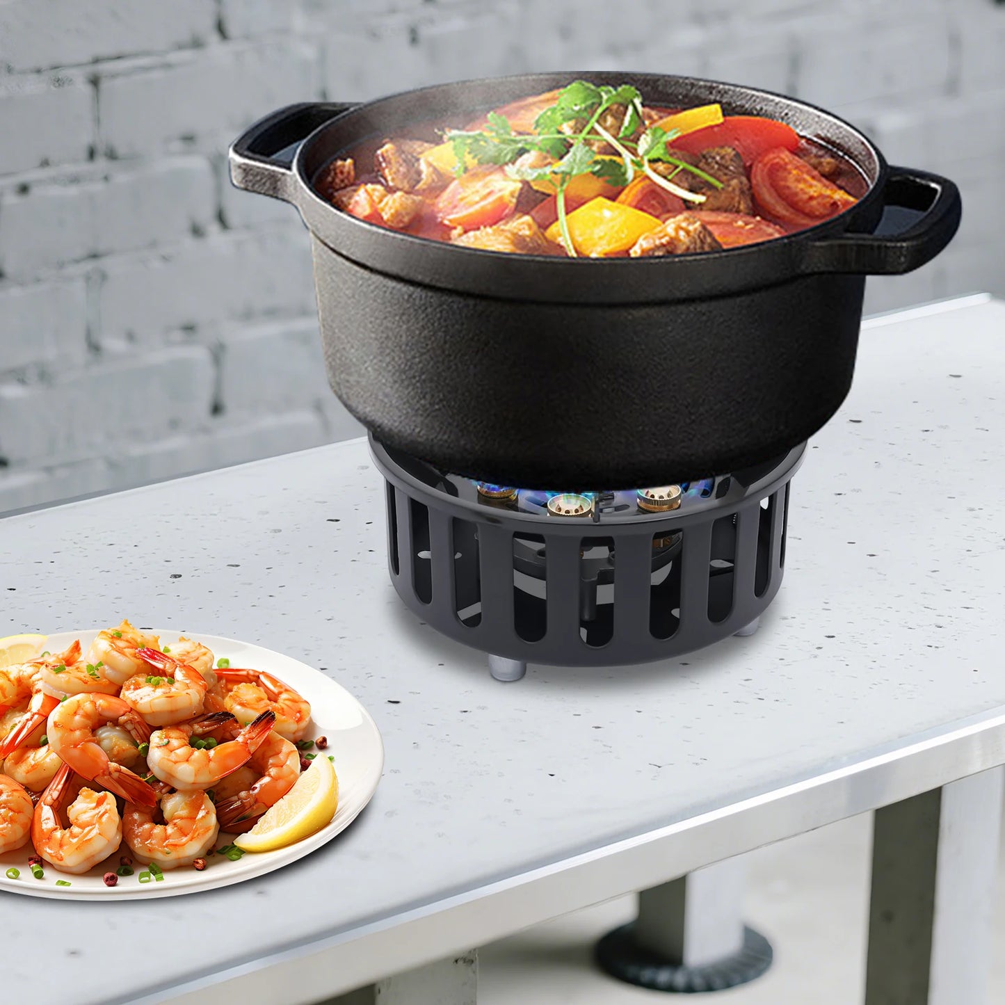 Rolled Steel Portable Camping Stove 72000 BTU Windproof Gas Cooker