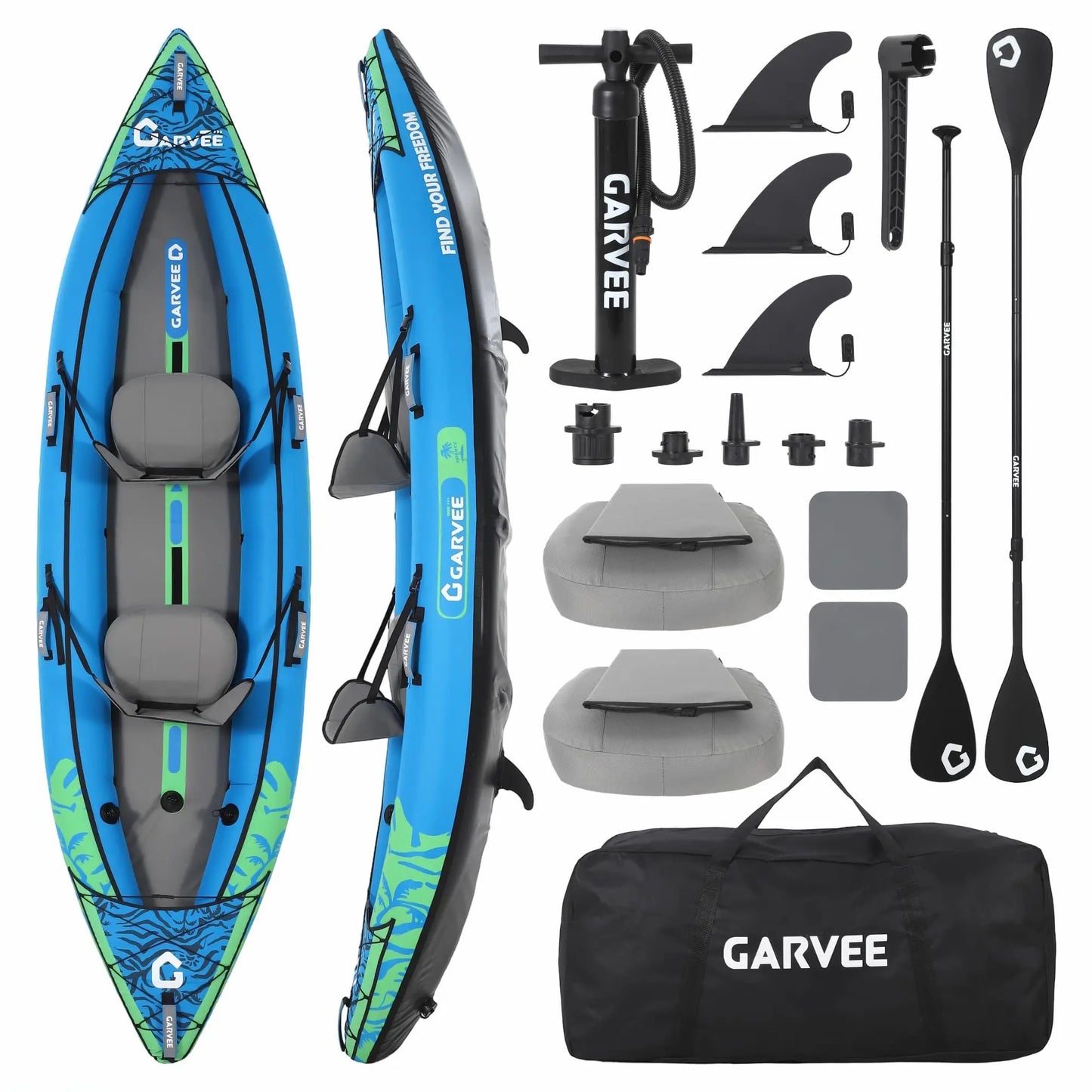 Two Person Inflatable Kayak For Fishing With Padded Seats