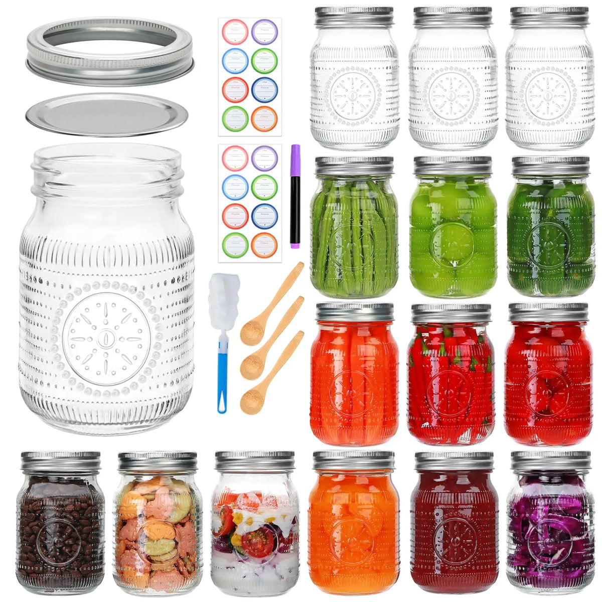 Premium Wide Mouth Mason Jars With Lids For Home Canning